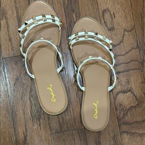 New Qupid Women's White Studded Sandals